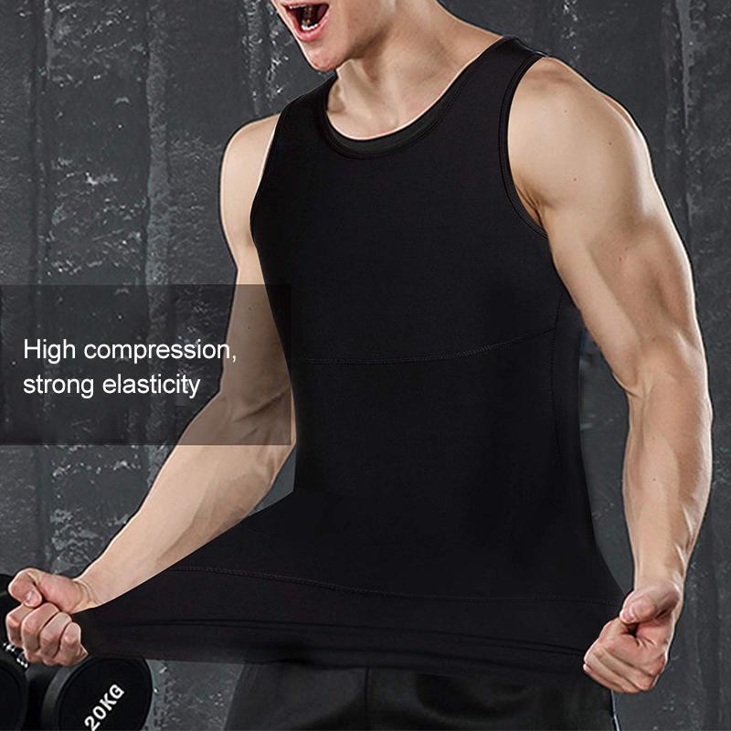 Back view of men's compression body shaping vest, emphasizing posture support.