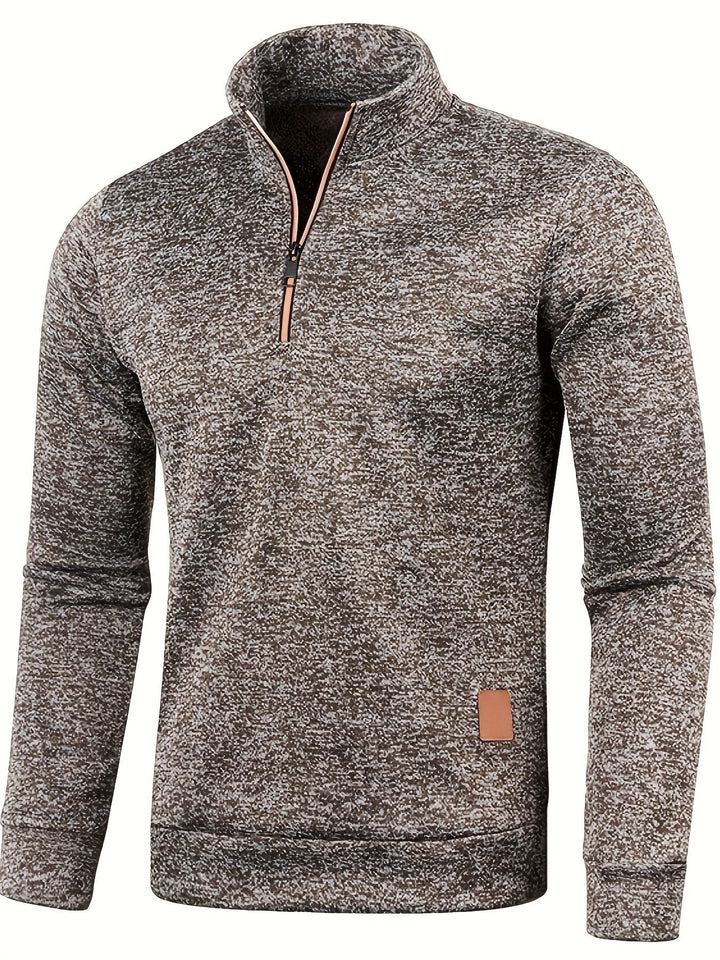Men's cozy neck zip pullover in classic style, perfect for autumn & winter warmth.