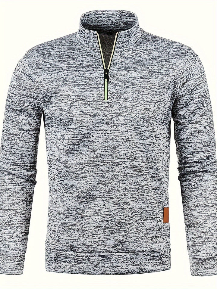 Elegant men's neck zip sweater, bringing classic style and cozy warmth to your autumn wardrobe.