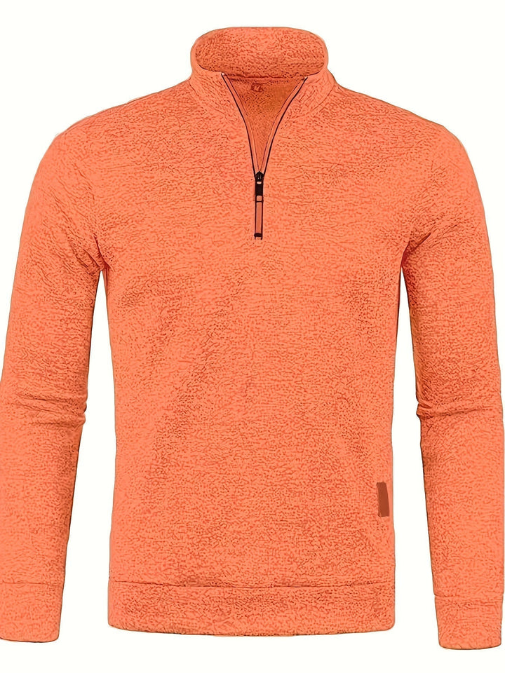 Durable men's neck zip pullover, a versatile top designed for everyday wear in fall & winter.