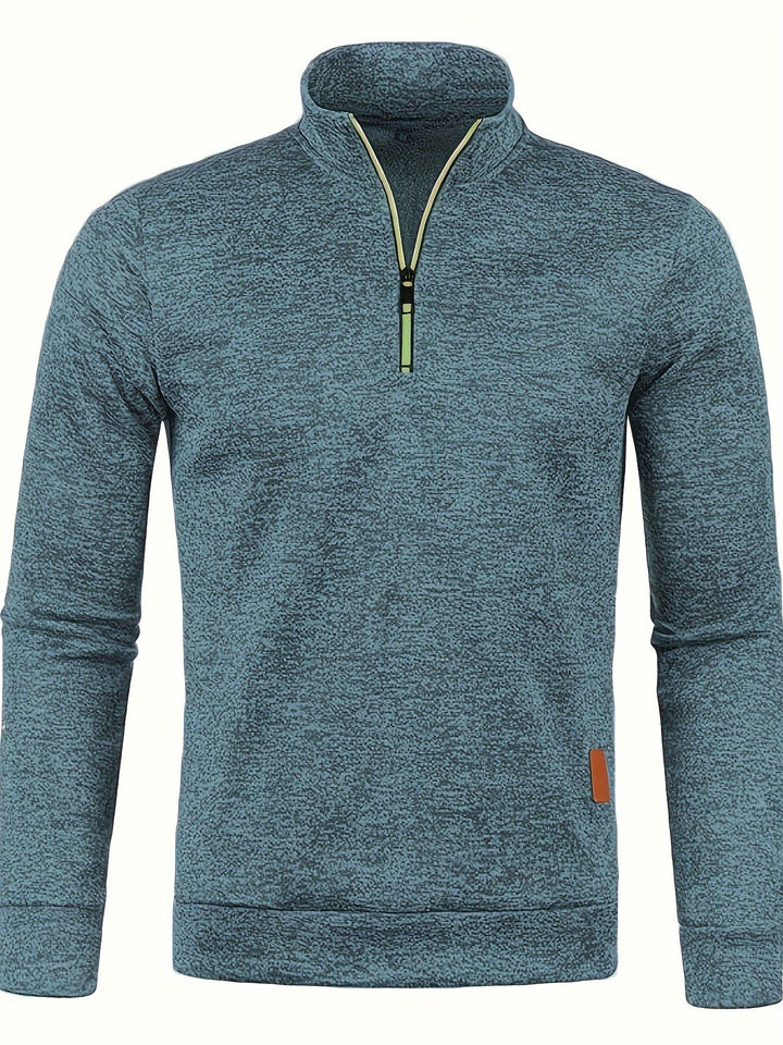 Versatile men's neck zip pullover, ideal for casual wear & layering in autumn and winter seasons.