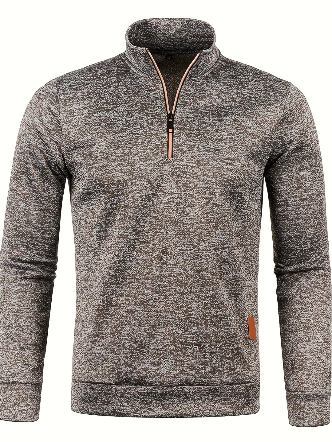 Matteo men's cozy neck zip pullover, a warm long-sleeve sweater, perfect for cool autumn days.