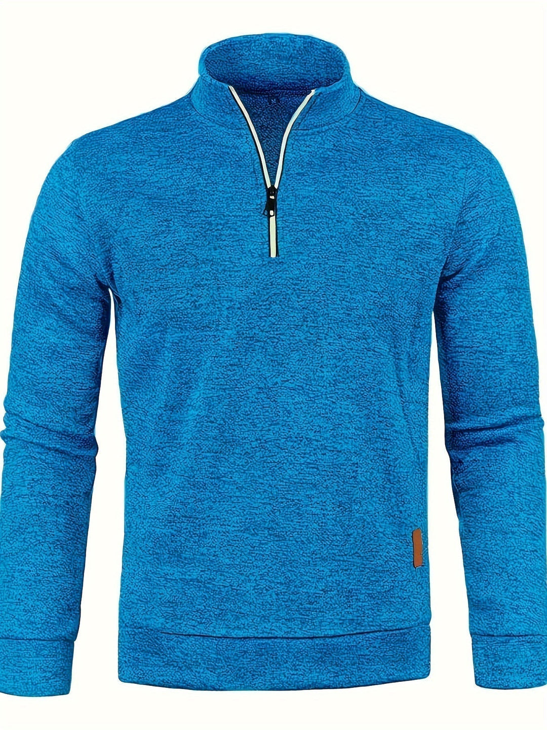 Comfortable men's apparel: long-sleeve neck zip pullover for fall fashion and winter coziness.