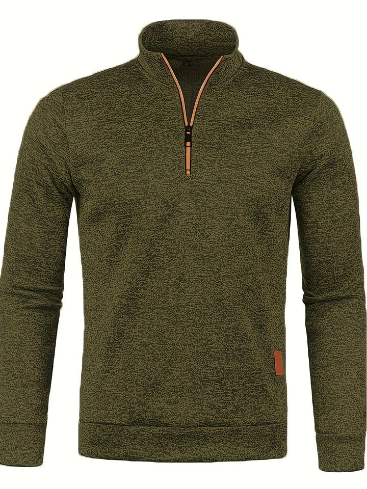 Men's neck zip sweater, a classic casual wear top for versatile styling in autumn & winter.