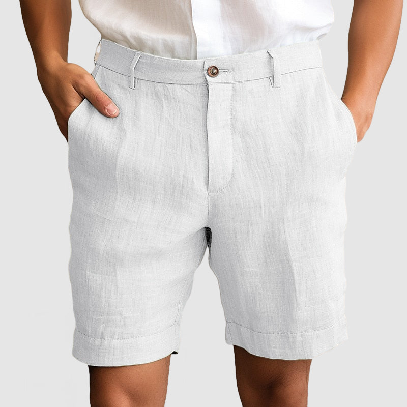Men's flat front dress shorts showcasing a clean, tailored look for modern summer fashion.