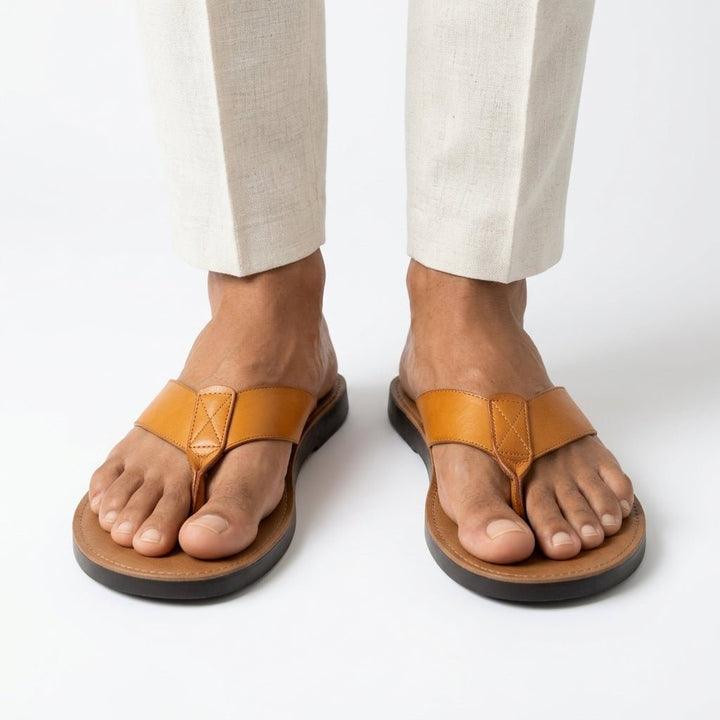 Men's cushioned toe post sandals for all-day comfort, perfect casual summer slip-on footwear.