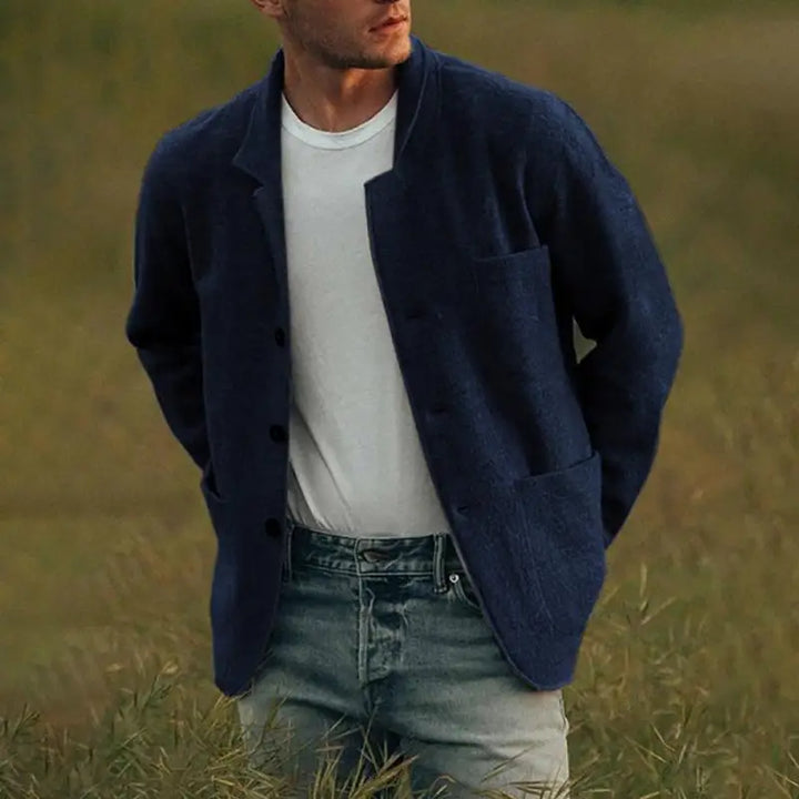 Men's Dario slim fit tailored cardigan in charcoal, perfect for smart casual or layering. Long sleeve with buttons.