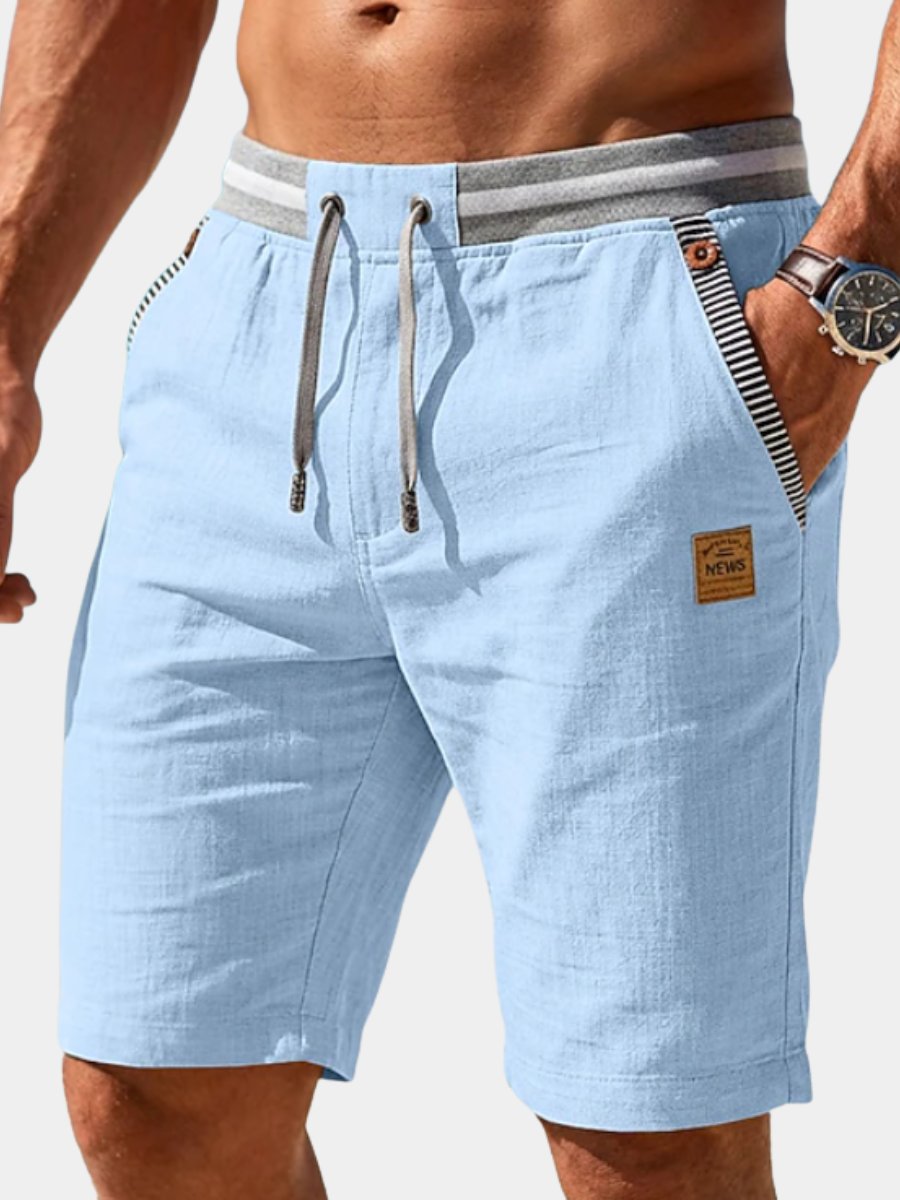 Men's drawstring summer shorts for comfortable, relaxed warm weather style.