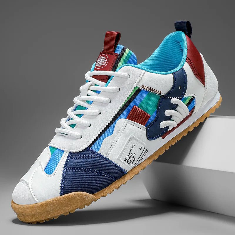 Men's durable patchwork utility sneakers for trail and street adventures.