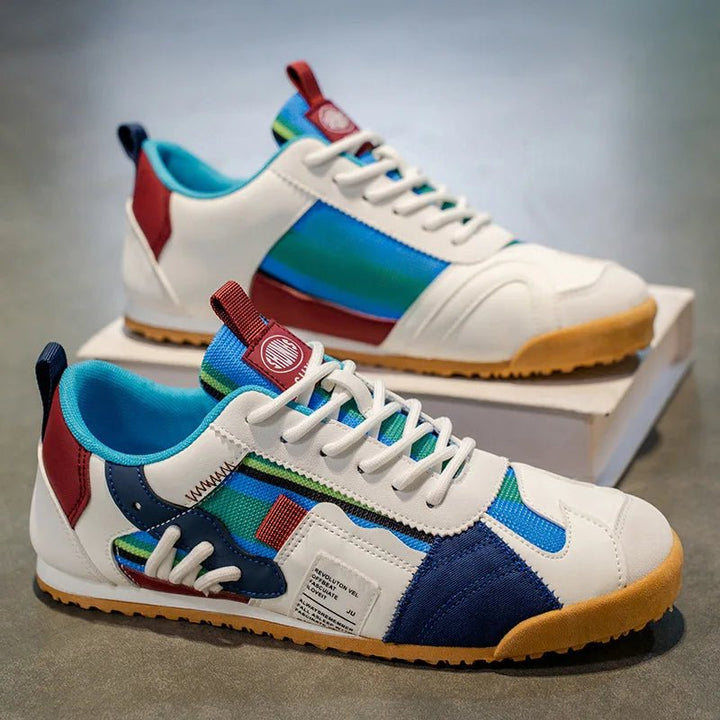 Everyday men's patchwork utility sneakers, comfortable and stylish for daily use.