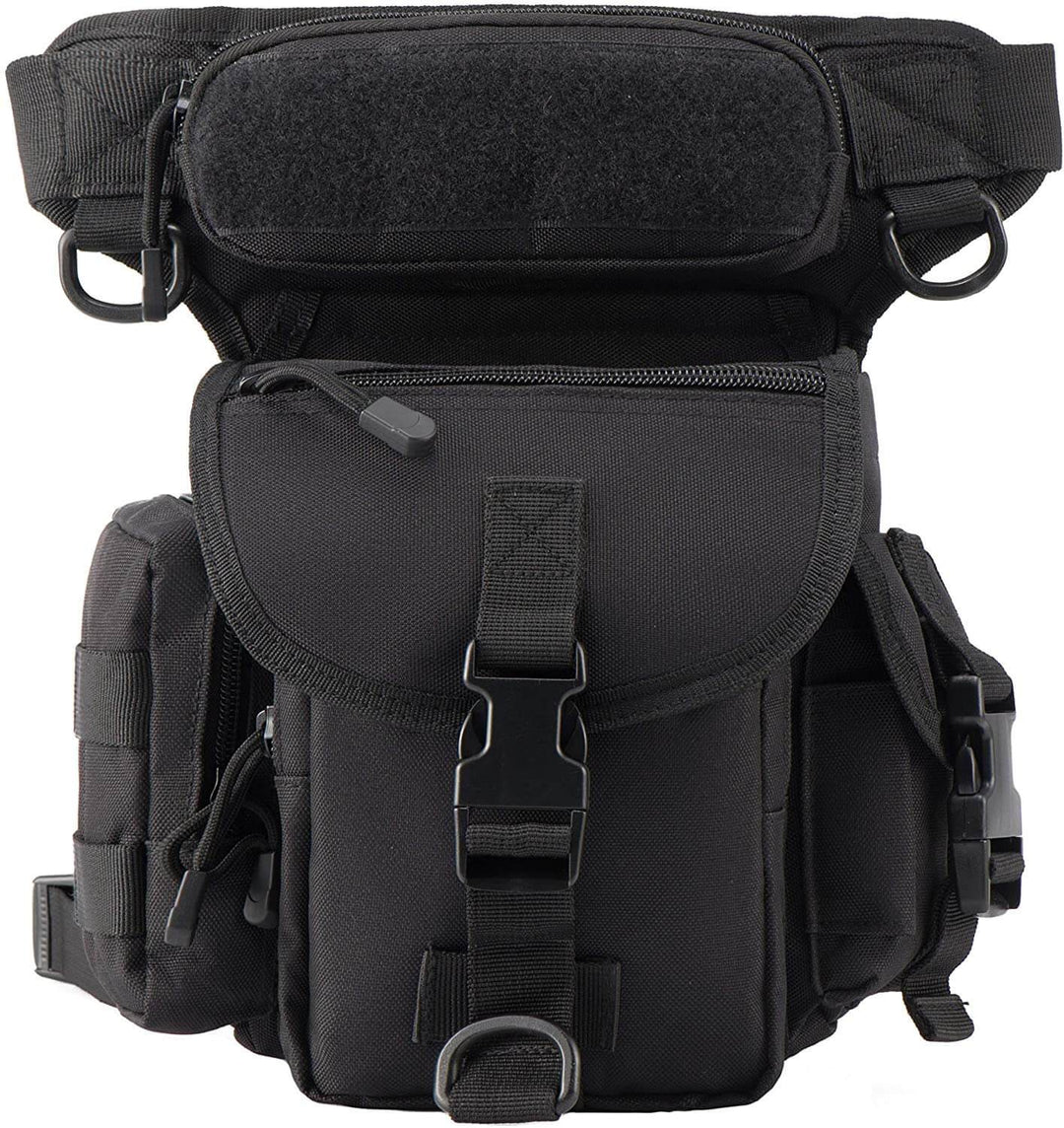 Durable men's tactical motorcycle leg bag, water-resistant for riders and long-distance travel.