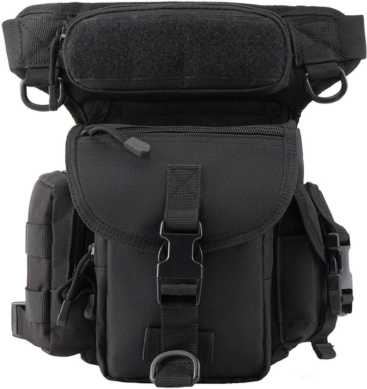 Durable men's tactical motorcycle leg bag, water-resistant for riders and long-distance travel.