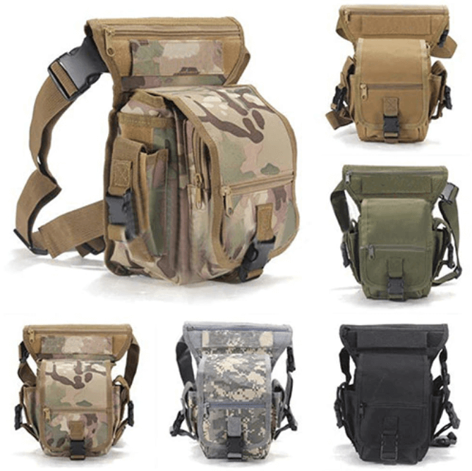 Versatile men's tactical drop leg bag, water-resistant for hiking, fishing, and travel.