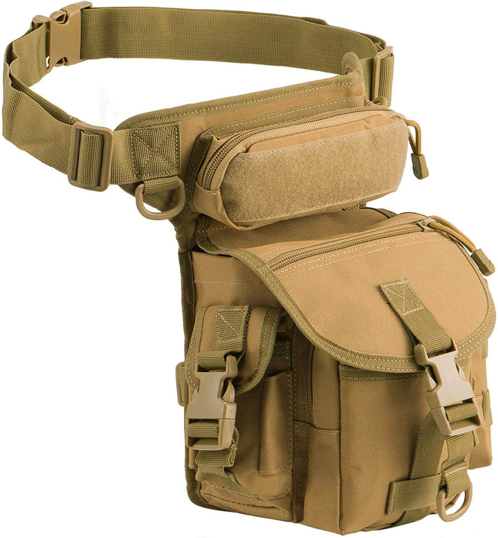 Adjustable men's water-resistant tactical leg bag, perfect for travel and outdoor use.