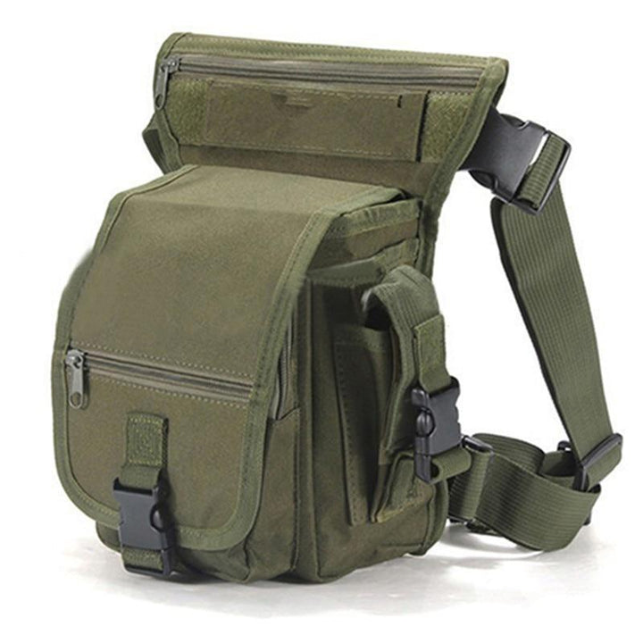 Men's tactical water-resistant leg bag with strong zippers, durable for all outdoor activities.