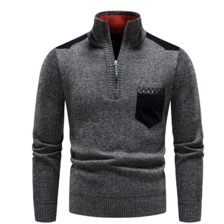 Modern men's pullover with edge zipper neck, long sleeves & comfortable design, perfect for daily fashion.