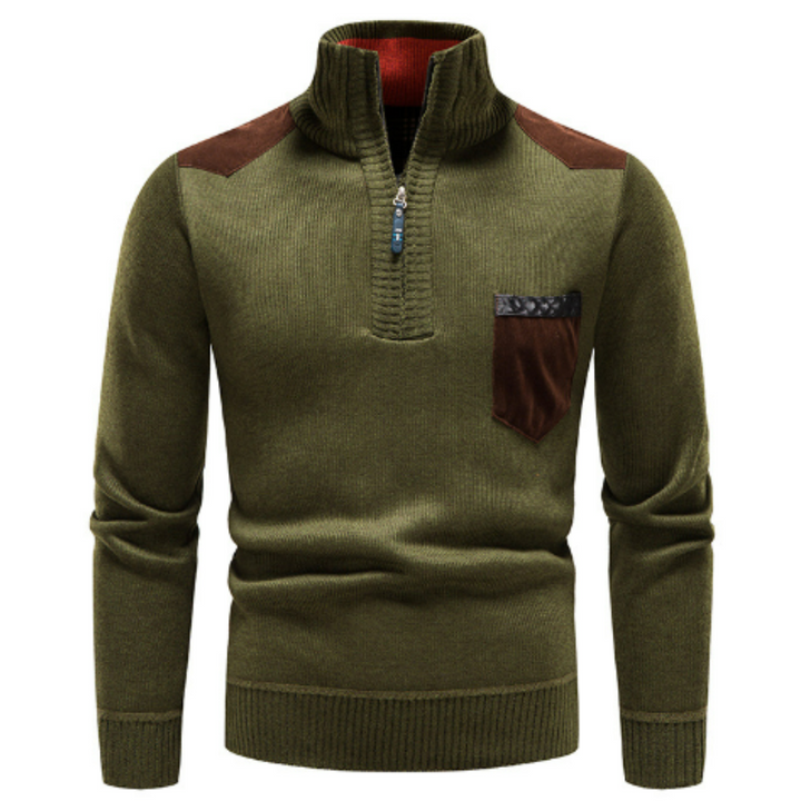 This men's edge zipper neck long sleeve pullover sweater is a versatile, stylish choice for any casual look.