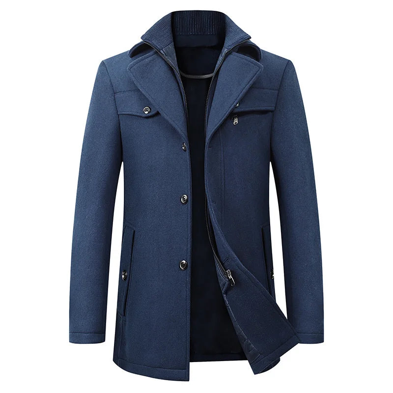 Classic men's long button-down coat, an elegant addition to any winter wardrobe
