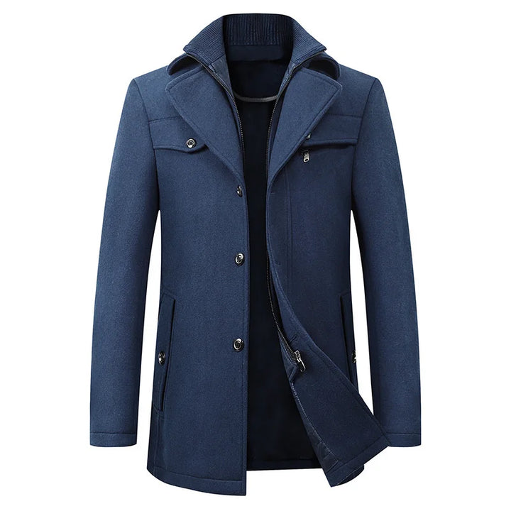 Classic men's long button-down coat, an elegant addition to any winter wardrobe