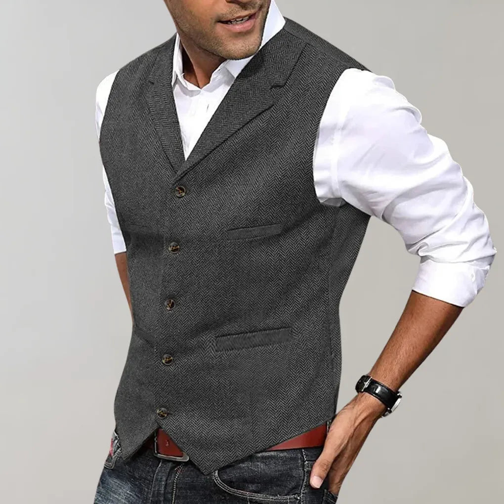Tailored men's formal suit vest, a sophisticated layering piece for business, weddings, or smart casual looks.