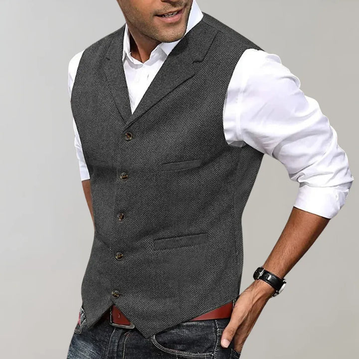 Tailored men's formal suit vest, a sophisticated layering piece for business, weddings, or smart casual looks.