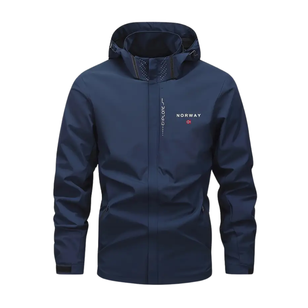 Men's Elian lightweight outdoor jacket with removable hood, ideal for hiking & travel.