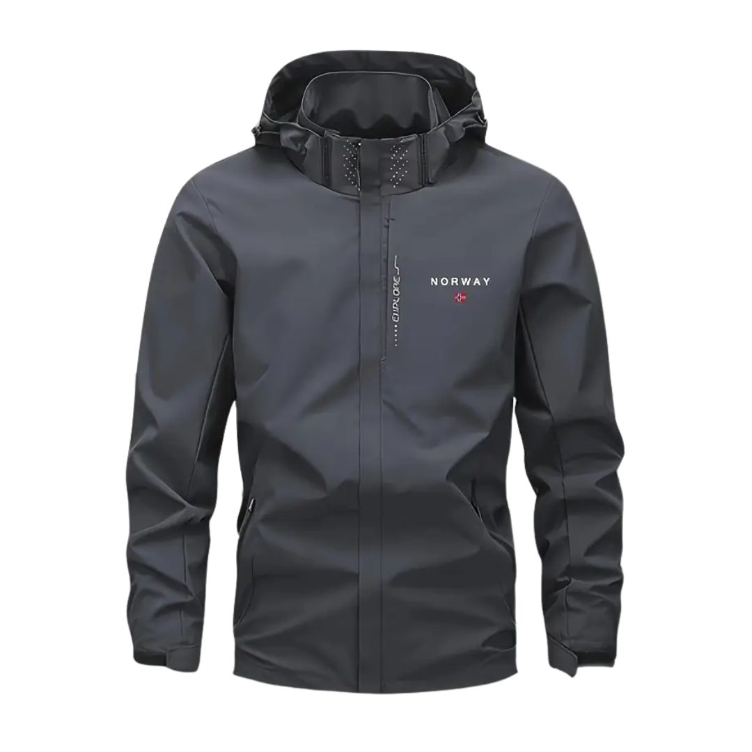 Lightweight Elian men's jacket with removable hood, ideal for outdoor activities & travel.