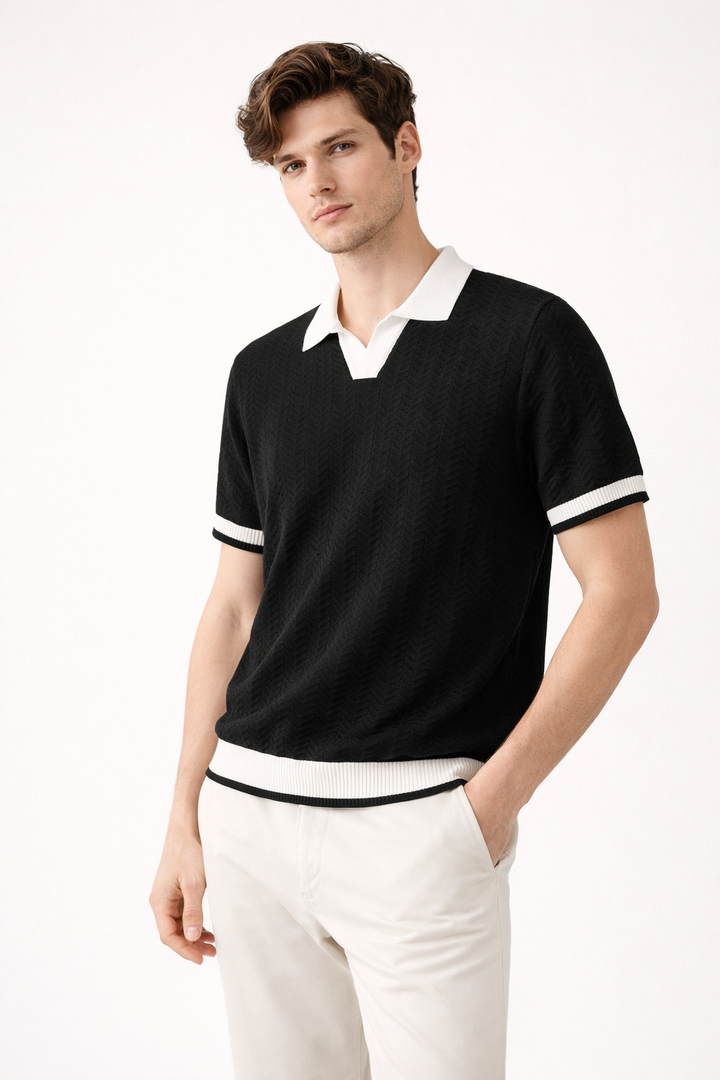 Comfortable men's short sleeve polo shirt. Ideal smart casual top for everyday wear and summer style. Men's apparel.