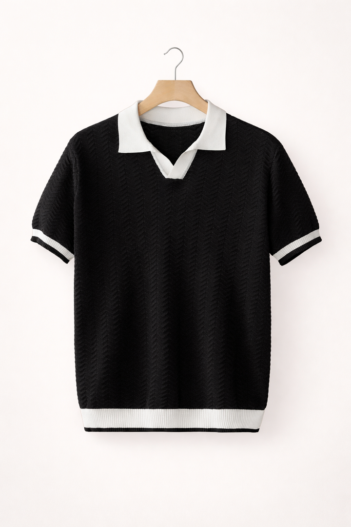 Classic men's smart casual polo shirt. Versatile short sleeve collar top, essential for everyday summer fashion.