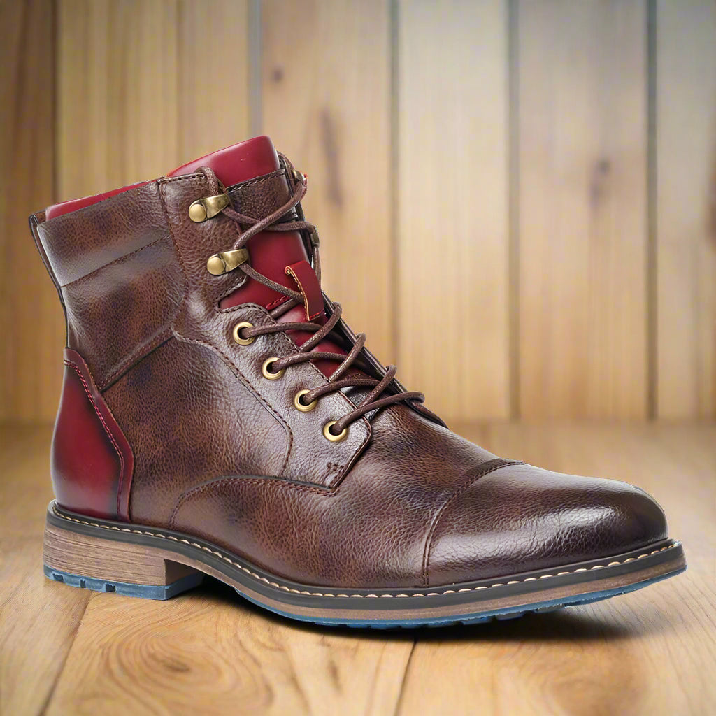Dark brown men's ankle boots with side zipper, a versatile footwear choice for various occasions.