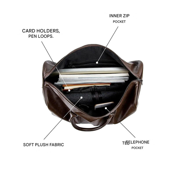 Men's large faux leather travel duffel bag, durable, spacious luggage & carry-on.