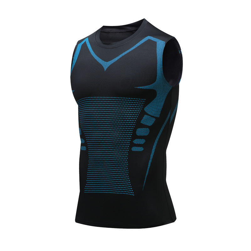 Men's fitted sleeveless training top with graphic print, ideal for gym workouts & athletic performance.