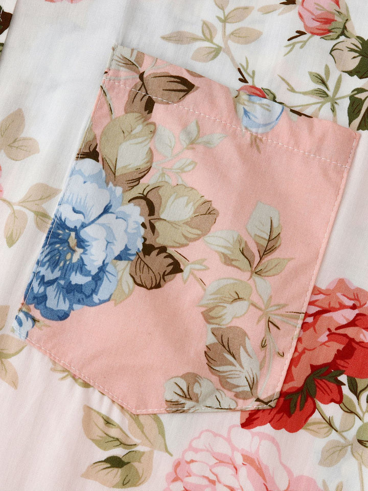 Men's short sleeve floral button-down top, a perfect summer casual and vacation essential.