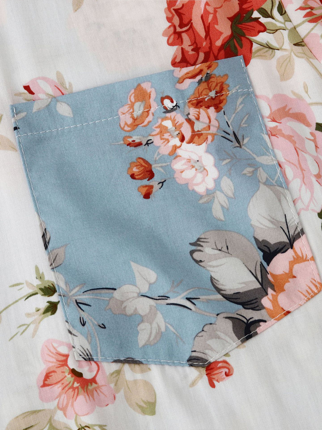 Modern men's floral printed short sleeve button-down shirt, ideal for a summer look.