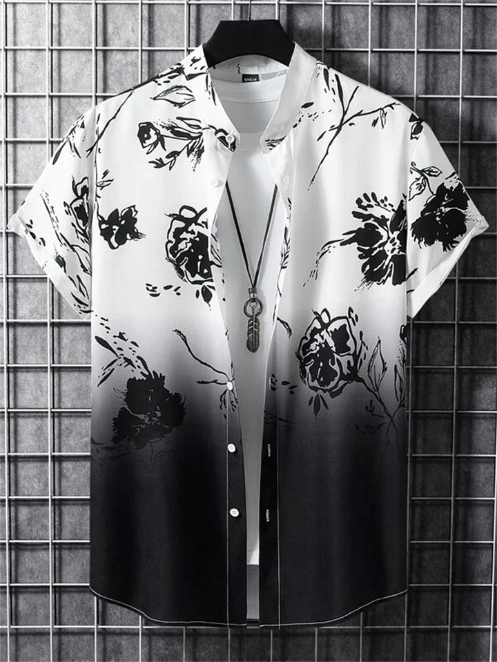 Lorenzo men's floral short-sleeve collared shirt. Comfortable & stylish summer fashion top.