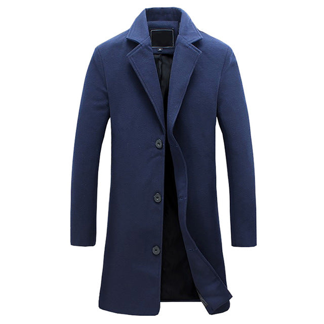 Classic black men's overcoat, a versatile longline winter coat for sophisticated menswear.