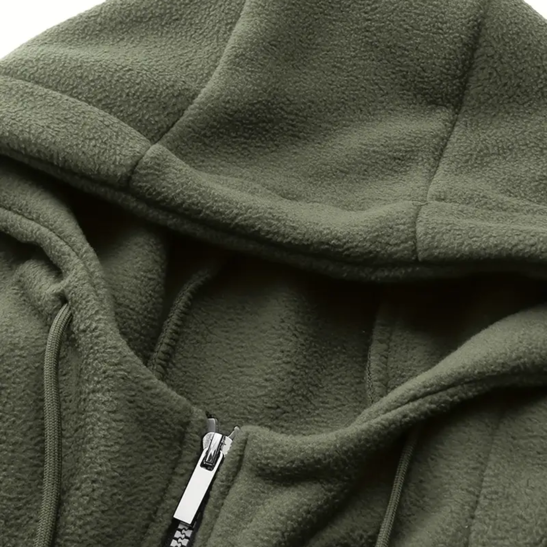 Casual men's zip-up hoodie, perfect for active wear & layering. Comfortable and warm outerwear.
