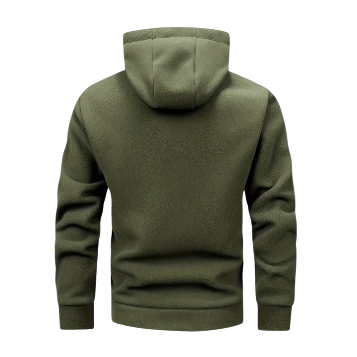 Men's active wear hooded jacket. Full-zip design for easy layering, warmth, and comfort.