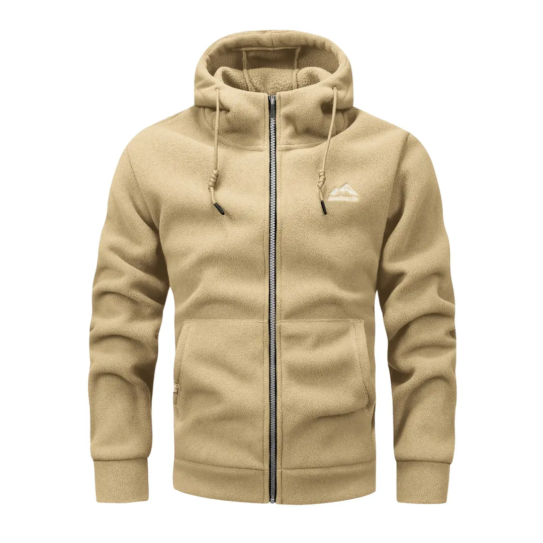Men's full-zip jacket, hooded for extra warmth. A comfortable and stylish addition to men's fashion.