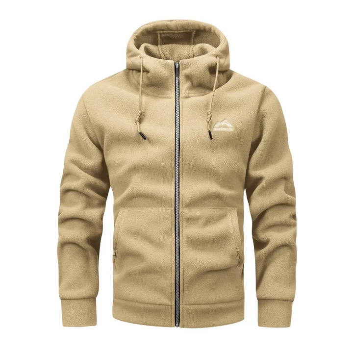 Men's full-zip jacket, hooded for extra warmth. A comfortable and stylish addition to men's fashion.