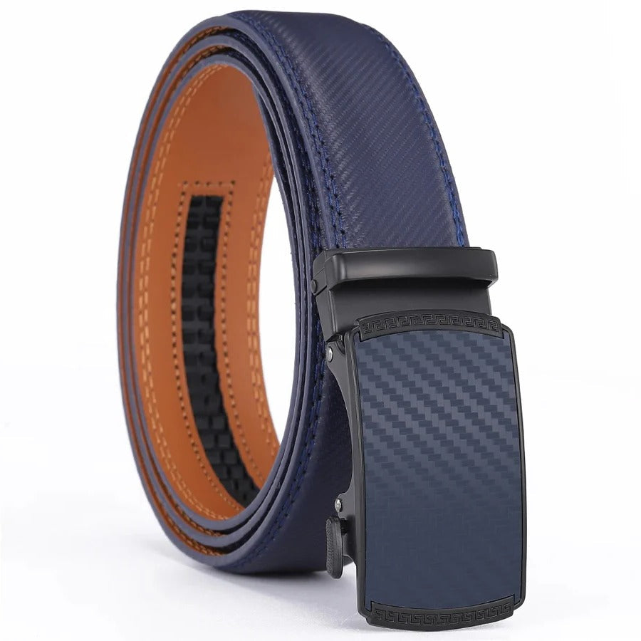 Versatile men's genuine leather automatic slide belt, ideal for both formal office attire and casual outfits.
