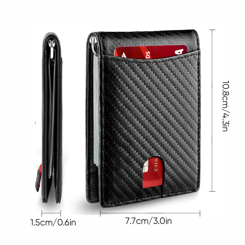 Elegant brown leather men's wallet with RFID blocking, modern minimalist design