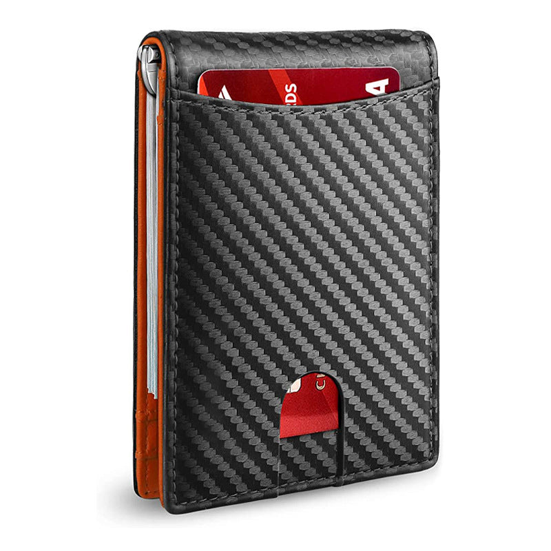 Men's genuine leather anti-theft wallet, brown, with secure RFID technology