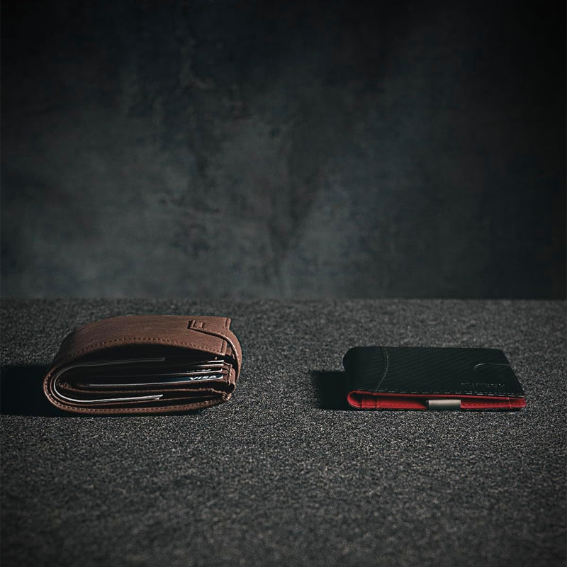 Textured genuine leather slim wallet for men with RFID blocking technology