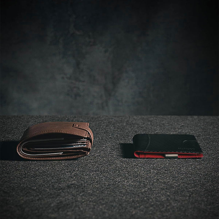 Textured genuine leather slim wallet for men with RFID blocking technology