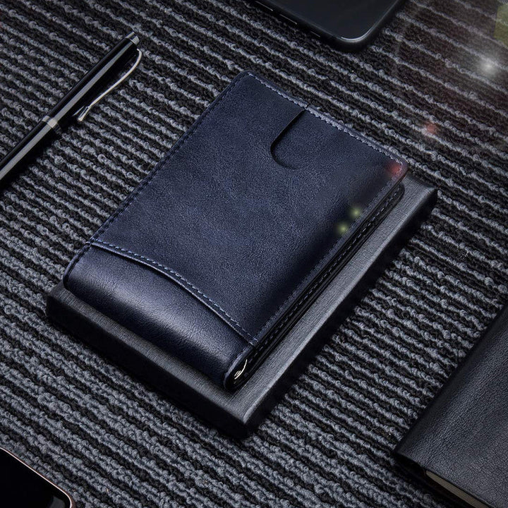 Gift for him: functional men's minimalist wallet, leather, black, RFID secure