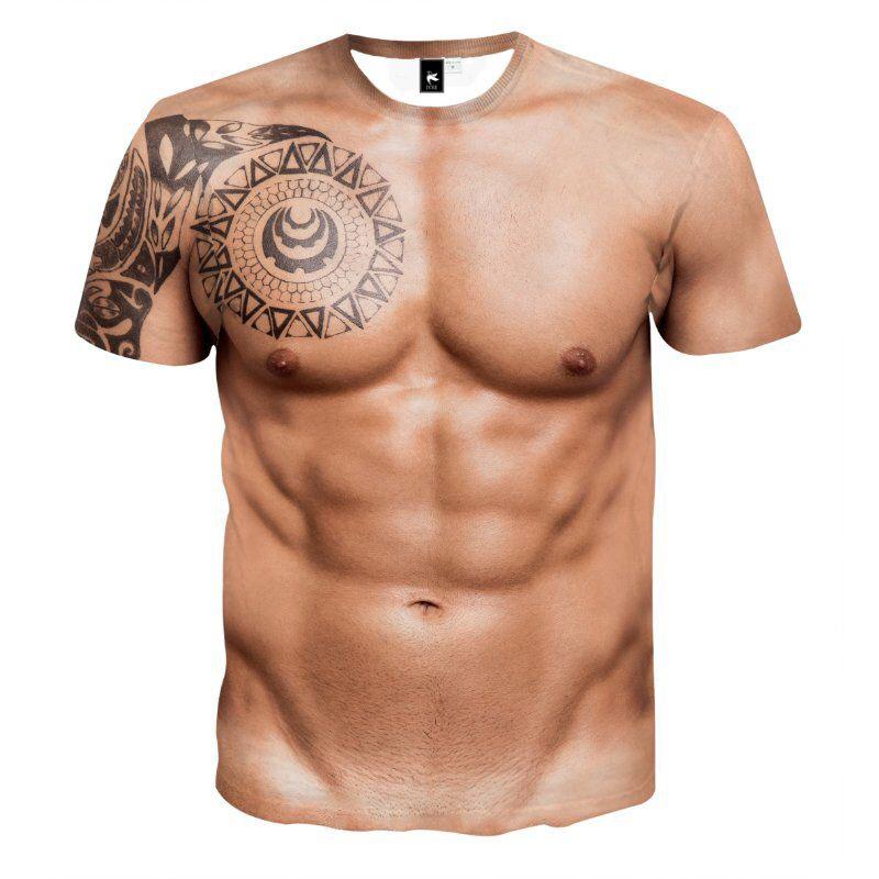 Graphic muscle print men's t-shirt, 3D effect, ideal as a funny gift
