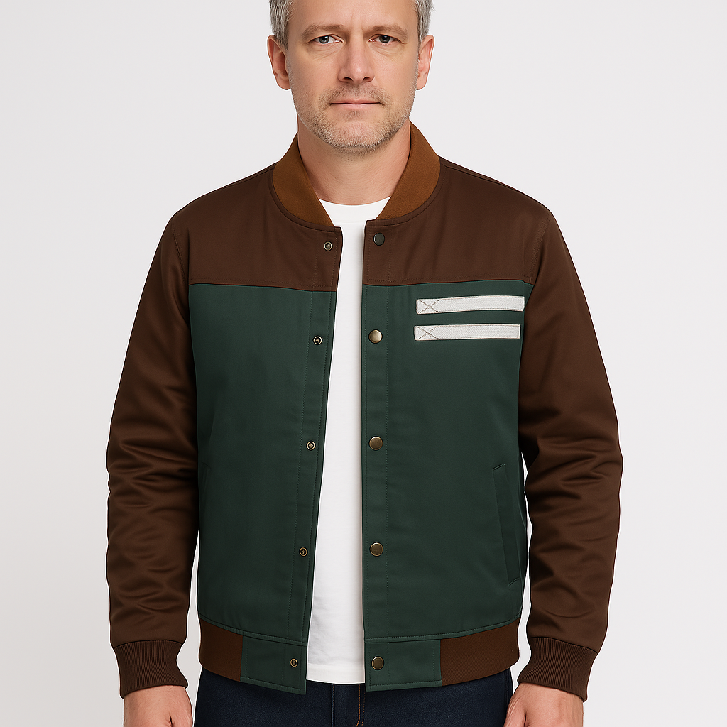 Men's green vintage bomber jacket, lightweight, perfect for spring & autumn transition style.