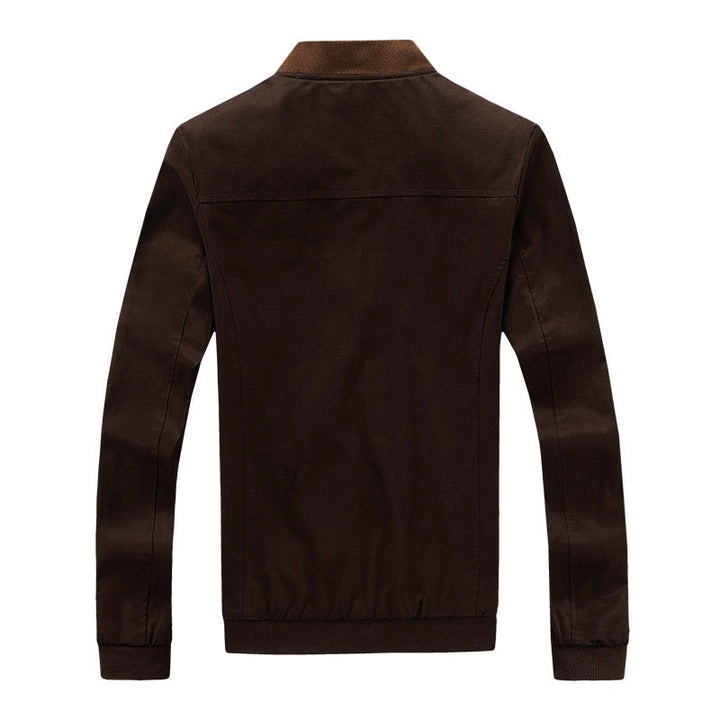 Men's fashion statement: a lightweight vintage bomber jacket in green, perfect for urban style.