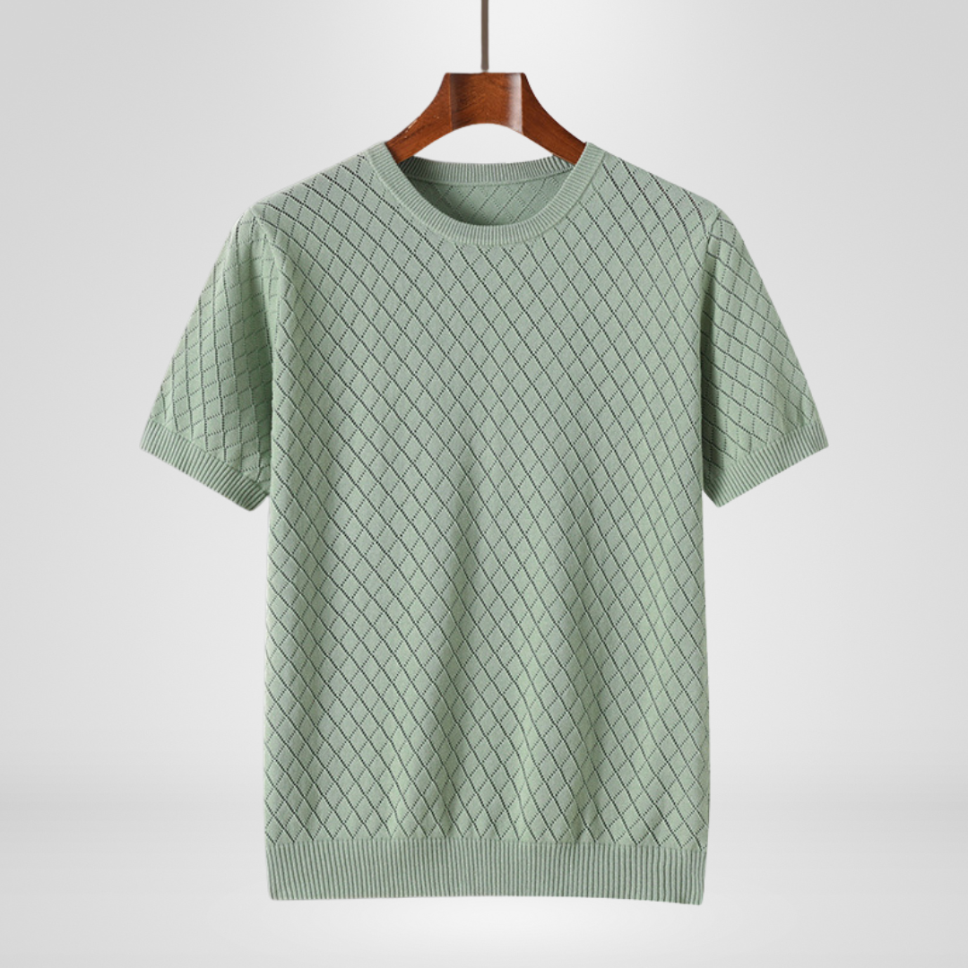 Men's Harrison crewneck sweater with diamond knit texture for elevated comfort & sophisticated casual wear.